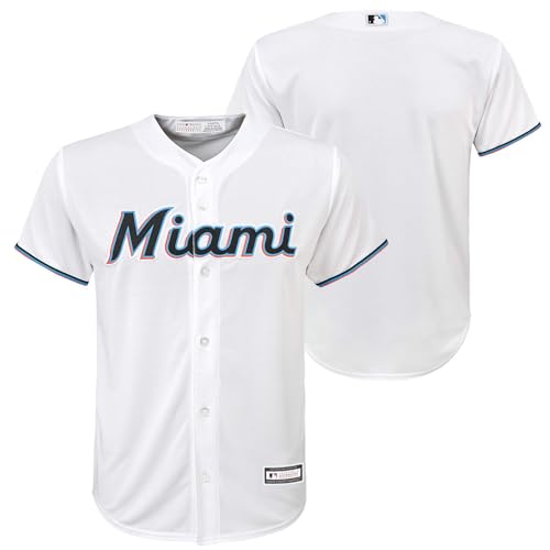 Outerstuff Miami Marlins MLB Kids Youth 4-20 White Home Team Jersey (8)
