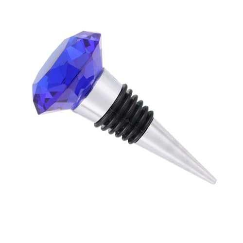 Angoily Tapón de Vino de Cristal Conserva Vino, Cerveza y Bebidas Sellador Metálico y Silicona Diseño de Diamante Adecuado para Boda y Celebración