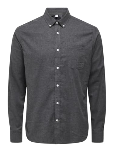 ONLY & SONS Onsroad Life Reg Melange LS-Camiseta Camisa de Manga Larga, Negro, L para Hombre