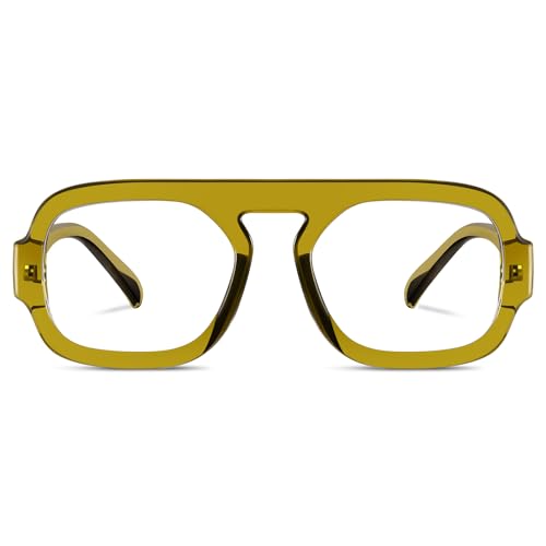 Image of Aviator Blue Light Blocking Glasses for Women Men Square Flat Top Computer TV Eyeglasses Anti Eyestrain