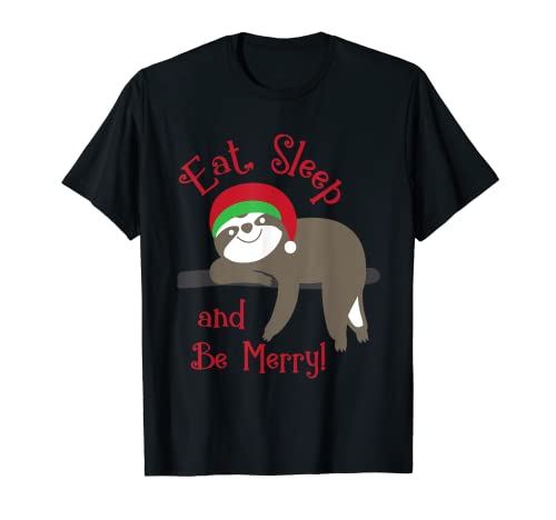 Perezoso comer sueño ser feliz pasar el rato Navidad vacaciones animal Camiseta