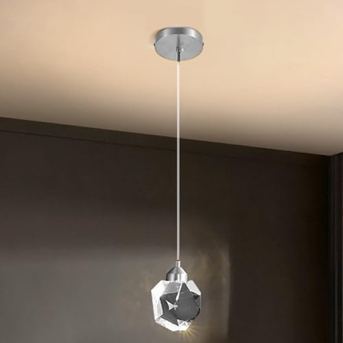 Lámpara colgante de cristal LED ajustable de 59 pulgadas para iluminación de isla de cocina transparente 4