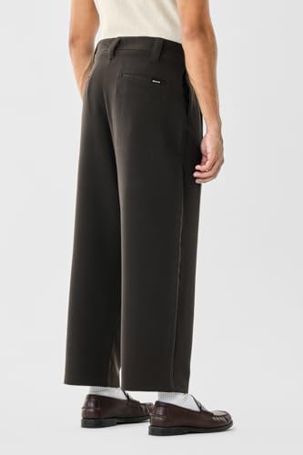 Image of SNITCH Men Casual Trousers | Baggy Fit Wide-Leg Design with Pleated Front & Button Closure | Durable Polyester Blend & Medium-Stretch Fabric for Summer Wear