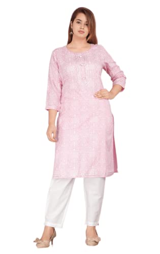 Image of JC4U Lemon Cotton Gotta Round Neck 3 /4sleeves bandej Kurta Sizes (M-XXL)