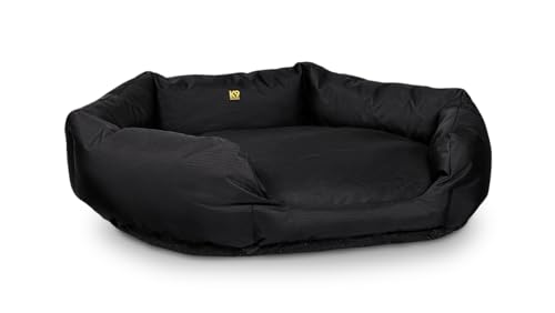 K9 Ballistics Tough Ripstop Oval Bolster Dog Bed, Calming Round Den Shape, Scratch Resistant, Machine Washable - Small, Black Ripstop