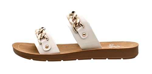 Corkys Footwear Seeing Double Sandals - Where Comfort Meets Chic with Lightweight Feel, Two Straps With a Chunky Chain Detail, And Comfortable Insoles