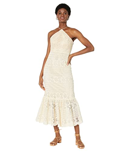 Milly Arden Crochet Stripe Floral Combo Dress Natural 0 #TOP18