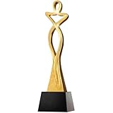 Trofeo Abstracto con Forma Humana, Copa del Ganador con Base De Cristal Negro, Trofeo De Resina Dorada, Trofeos con Grabado Personalizado Gratuito