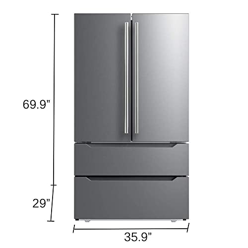 Smeta SM-827WMU Refrigerators French Door With Ice Maker, 36'' Counter Depth Stainless Steel Refrigerators Frost-Free Double Door Fridges Full Size Bottom Freezer 22.5 Cu.Ft Kitchen Fridge thumb #7