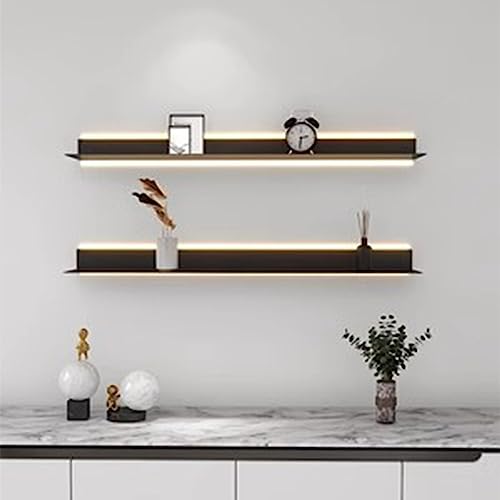 Étagère murale suspendue en métal LED en alliage d'aluminium doré à plusieurs niveaux pour salon