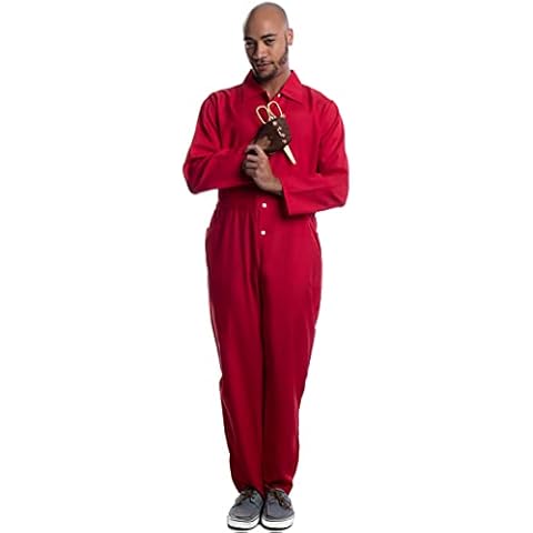 Red Jumpsuit, Foam Gold Scissors, Glove | Halloween Horror Movie Jump Suit Cosplay Costume - Red - Large Cover