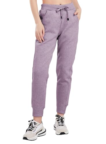 utcoco Women's Athletic Fit Thicked Fuzzy Sherpa Lined Warm Drawstring Tapered Jogger Sweatpant3