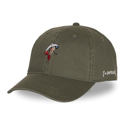 Kappe für Damen und Herren, Dad Cap Lucky Luke, verstellbar durch Strapback, Khaki/Rot/Blau, One size