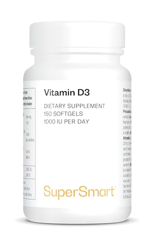 Vitamine D3 - Boost Immunitaire - Aide à Maintenir une Bonne Santé des Os, des Muscles et des Dents - Haute Absorption - Sans OGM - 150 Softgels - Supersmart