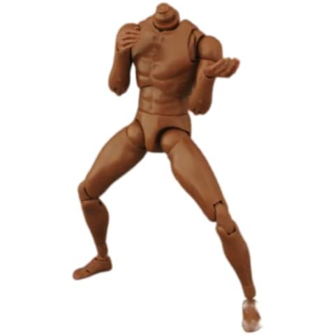 1:6th B003 Muscular Nude Figures Body African Skin Narrow Shoulder 12" Male Action Figure Body Soldier Dolls for Most Head Sculpt Cover