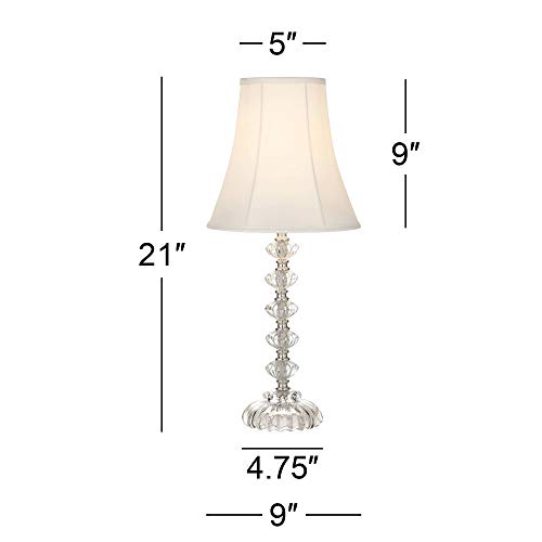 360 Lighting 4N686-4N686 Bohemian Traditional Cottage Style Accent Table Lamps 21 Inch High Set Of 2 Clear Stacked Glass Off White Bell Shade thumb #2