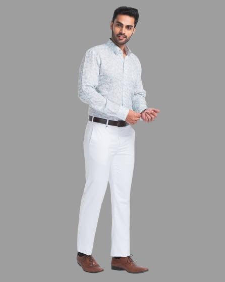 Image of VILLAIN Solid Mid-Rise Stretchable Men's Formal Trousers