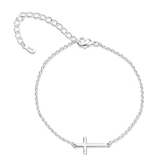 Idea Regalo - ALEXCRAFT Bracciale Donna Croce Uomo 925 Bracciale Croce Uomo Sottile Bracciali Ragazzo 17+5cm Crocifisso Bracciale Donna Cristiana