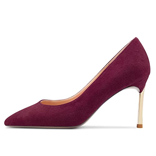 NobleOnly Women Pointed Close Toe Stiletto High Heel Slip-on Pumps Dress Classic Office Wedding Shoes 3.3 Inches Heels2