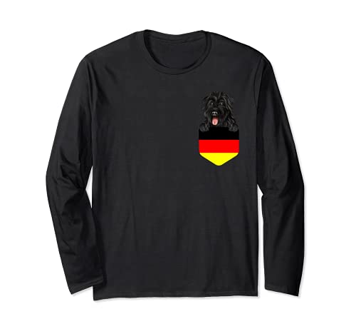 Germany Flag Bouvier des Flandres Dog In Pocket Long Sleeve T-Shirt, Black