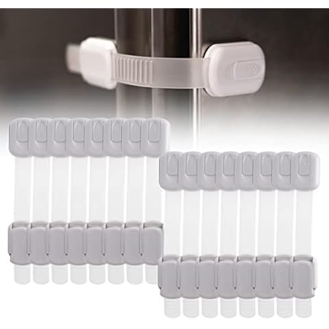 Inaya 16-Pack Child Proof Locks for Cabinet Doors, Drawers, Fridge, Toilet Seat, Dishwasher, Trash Can, Cupboard - 3M Adhesive - No Drilling - Baby Proofing Cabinet Locks Cover