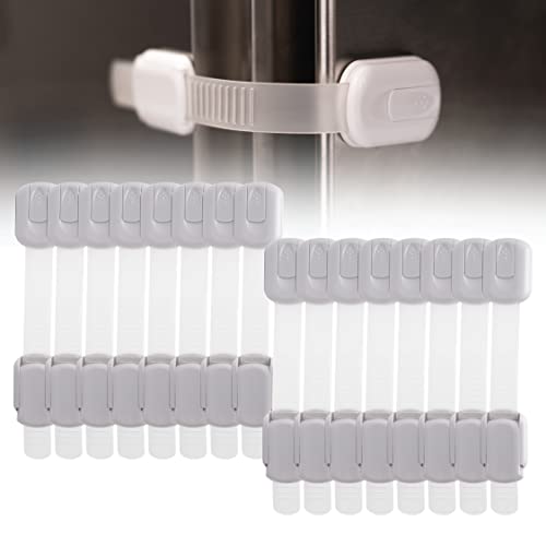 Inaya 16-Pack Child Proof Locks for Cabinet Doors, Drawers, Fridge, Toilet Seat, Dishwasher, Trash Can, Cupboard – 3M Adhesive – No Drilling – Baby Proofing Cabinet Locks