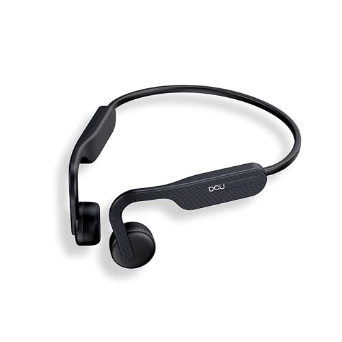 DCU TECNOLOGIC | Auriculares Bluetooth, Auriculares de Conducción Ósea, Cascos Deportivos Inalámbricos, 8 h Uso, IPX5, Open-Ear, Negros