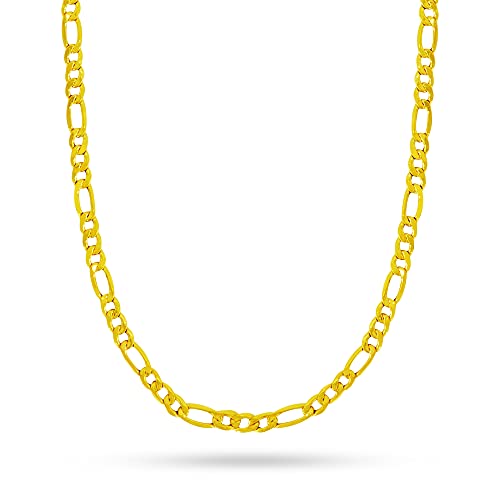 PORI JEWELERS 14K Yellow Gold 2.5mm, 3.5mm, 4.5mm, or 5.5mm Figaro Link Chain Necklace- Made in Italy- Multiple Lengths Available ( 3.5MM, 24 Inch )