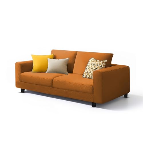 Image of Galib 2 Seater Sofa Set for Living Room (Orange Fabric) Premium Fabric Sofa Set