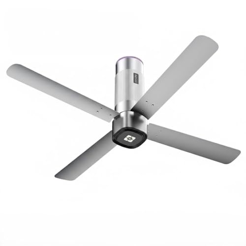 Image of EcoLink Airoquad 1200mm Ceiling Fan | Galactic Silver Finish | High-Speed Air Delivery | Energy Efficient Motor | Stylish 4-Blade Design for Home & Office | Pack of 1