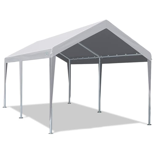 Image of ADVANCE OUTDOOR 10x20 ft Heavy Duty Carport Potable Car Canopy Garage Party Tent Boat Shelter, Adjustable Height, with Leg Cloth, Gray