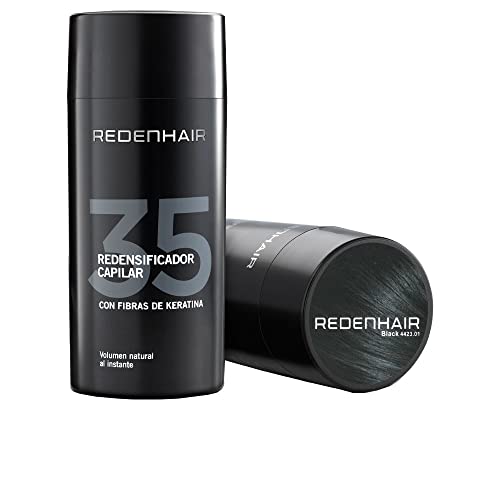 Redenhair - Microfibras Capilares de Queratina con Efecto Redensificador - Color Negro - Tratamiento Capilar para Hombre y para Mujer - Aportan Densidad y Volumen al Cabello - 23 g
