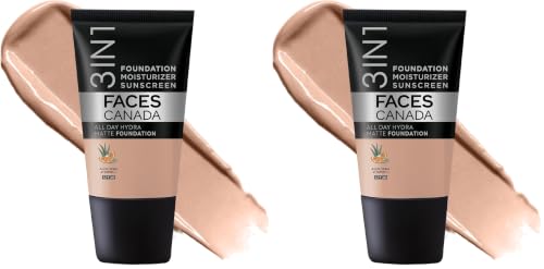 Image of FACES CANADA All Day Hydra Matte Foundation - Mini | 3in1 Foundation + Moisturizer + SPF 30 | 24 HR Aloe Hydration & Vitamin C | 10HR Wear | Medium to High Buildable Coverage | Warm Natural (18 ml)