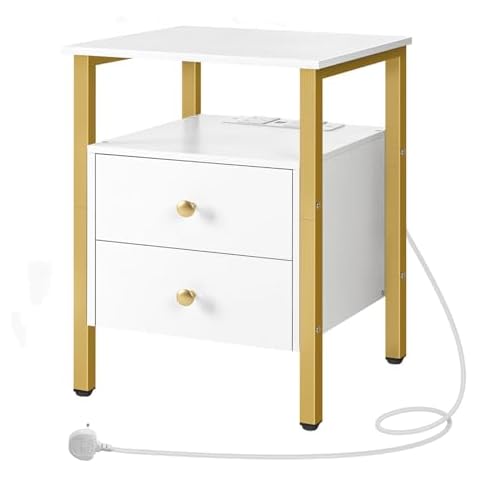 HOOBRO Bedside Table with Charging Station Cover
