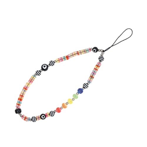 Toddmomy Correa de Abalorios para Móvil Bohemia con Ojo Turco Cadena Anti-pérdida para Smartphone Charm Colgante para Muñeca y Bolsa Longitud