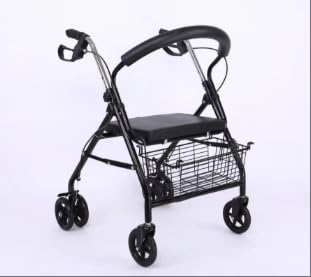 手押し車 多機能椅子付き 折りたたみ 高さ調節可 ショッピング 買い物カート シニア 座れる 折りたたみ 歩行介助 補助具 軽量 簡単組立 ブレーキ付き 高齢者 歩行補助 荷物 介護 老人 歩行車 敬老の日 (ショッピングカート,ブラック)