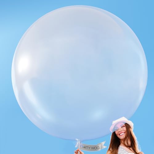 Image of PartyWoo Clear Balloons 4pcs 36 Inch Transparent Latex Helium Balloons for Graduation Wedding Baby Shower Bridal Shower Engagement Gender Reveal Anniversary Birthday Party Decorations Clear-Y2