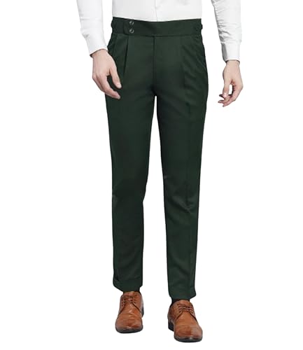 Image of FASHIONEMPIRE Men's Formal Trousers Front Pleated Double Button Gurkha Zion Pant Slim Fit | Stylish Formal Pant for Party and Casual Wear