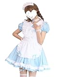 AYIMEIS French Maid Dress Damen Anime Outfit Maid Kleid Niedliche Lolita Kleid Dienstmädchen Kostüm für Café Restaurant Halloween Karneval Cosplay Maid Kostüm Komplettes Set Größe S-5XL