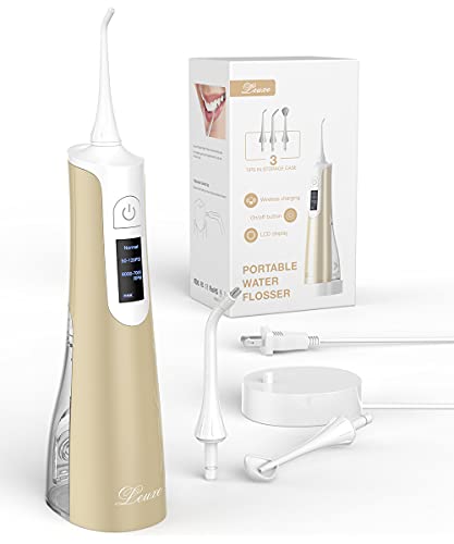 Leuxe Cordless Water Flosser, 200ml Rechargeable Teeth Cleaner, Electric Oral Irrigator, Professional Portable Dental Flosser for Braces and Bridge Care, IPX7 Waterproof, Wireless Charging