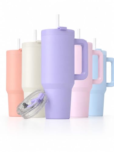 Image of Stainless Steel Tumbler with Lid and Straw| Double Wall Reusable Tumbler Bottle with Handle Leak Proof Tumbler for Gym Travel Office Sipper Water Bottle (1200ml)(Multicolor)