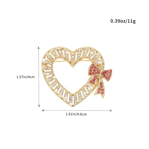 Image of Valentines Heart Brooch Pins for Women | Red Heart Gift Box Pins for Women | Valentines Wedding Party Accessories Gift