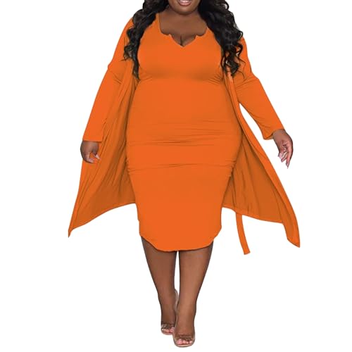 Robe deux pièces à col V profond pour femmes avec manches longues galbantes