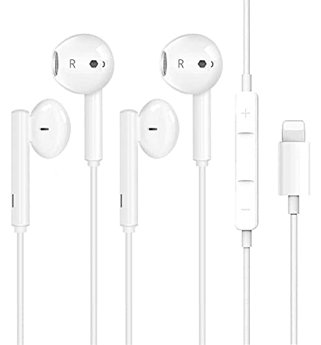 2 Pack Earbuds Wired Headphones Noise Isolating Earphones Built-in Microphone and Volume Control and Noise Cancellation Compatible with iPhone/iPad/iPod