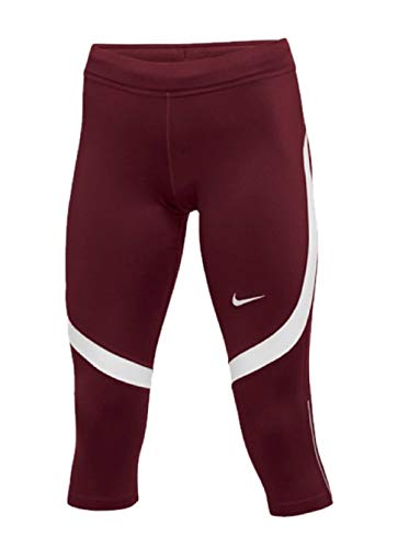 Nike Womens Dri-FIT Pro Power Capri Leggings (Small, Maroon)