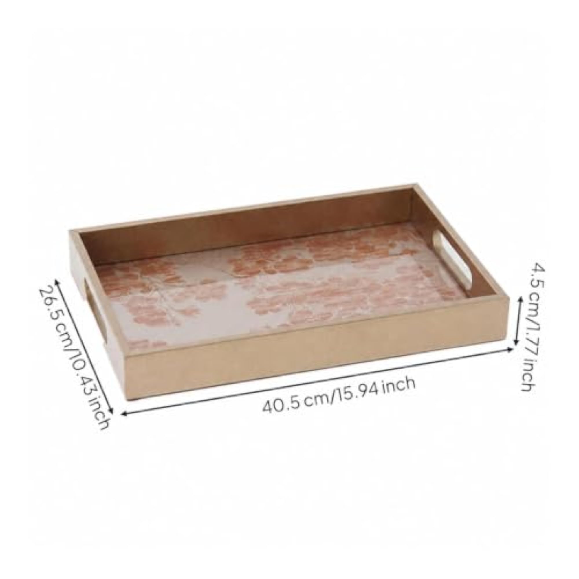 Decorative Rectangular Tray with Handles, Modern Tabletop