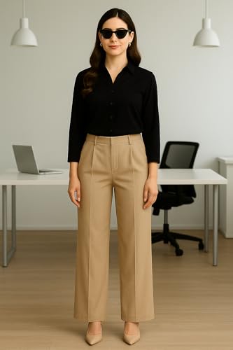 Image of FUNDAY FASHION Women's Regular Fit Solid V Collered Casual Shirt