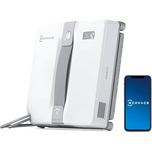 ECOVACS WINBOT Mini Window Cleaning Robot - Compact Design, Dual Nozzles with Ultrasonic Spray, 9-Stage Protection System, Intelligent Path Planning, 3 Cleaning Modes, Anti-Slipping System