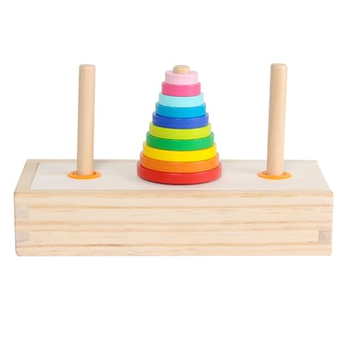 数学パズルおもちゃ木製早期学習ハノイタワー教育玩具 ハノイの塔キッズ教育 玩具 木製 クラシックパズル玩具 早期学習 ハノイタワー 木製 10 階建て 早期教育 の知育ゲーム 小学生 論理的思考 クリアランスおもちゃ ハノイタワー