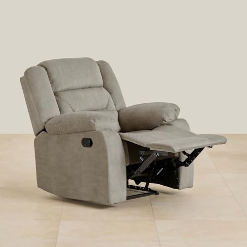 Image of Home Centre | Cairo NXT 1-Seater Fabric Recliner | Recliner Sofa for Living Room | Solid Wood | Beige | 2 Year Warranty